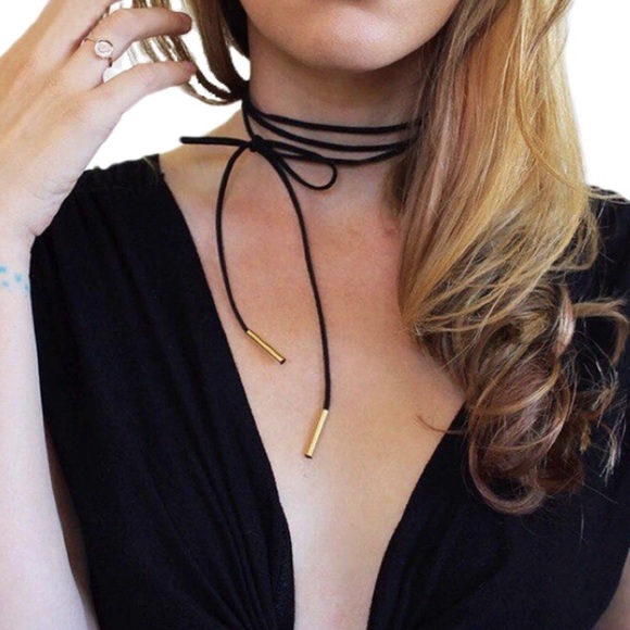 🆕 Faux Suede Wrap Around Choker Necklace - Picture 2 of 7